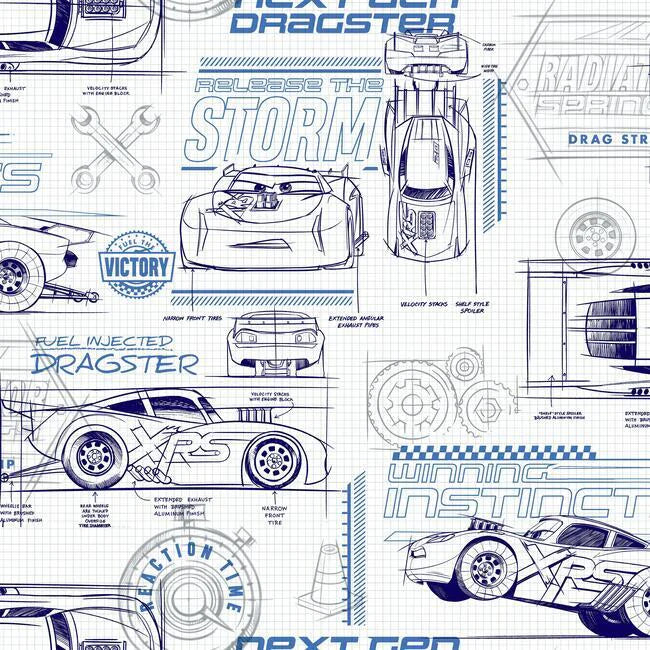 Disney and Pixar Cars Schematic Wallpaper by Disney Kids Vol. 4