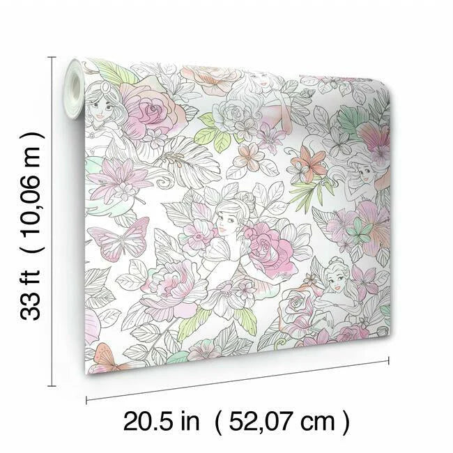 Disney Princess Royal Floral Wallpaper by Disney Kids Vol. 4