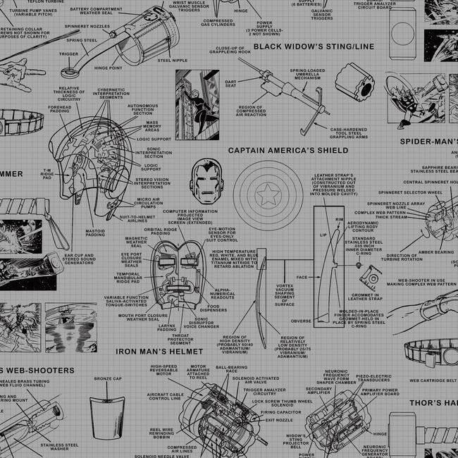 Marvels Heroes Schematics Wallpaper by Disney Kids Vol. 4