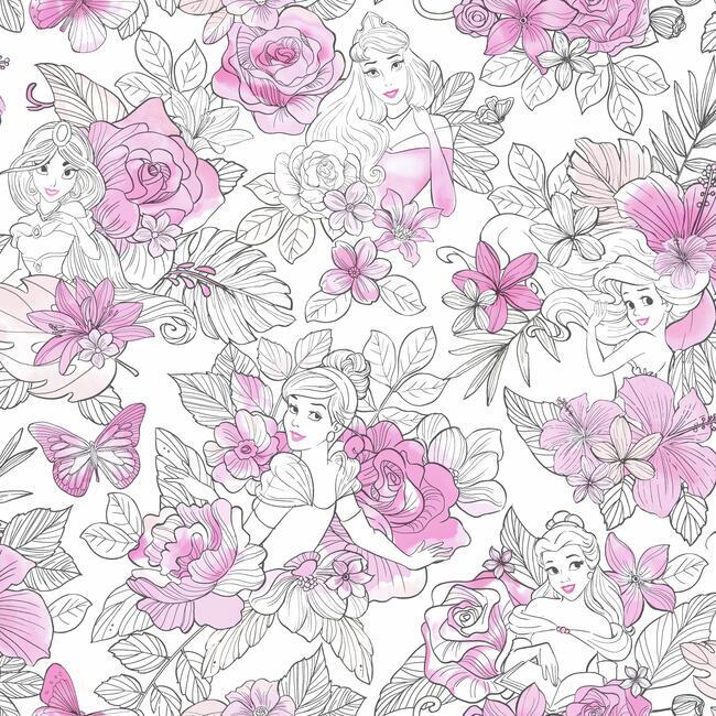 Disney Princess Royal Floral Wallpaper by Disney Kids Vol. 4