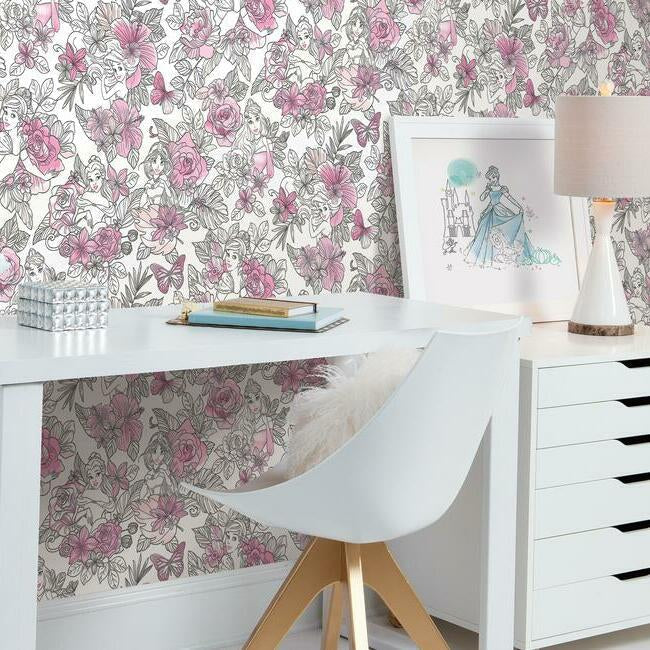 Disney Princess Royal Floral Wallpaper by Disney Kids Vol. 4