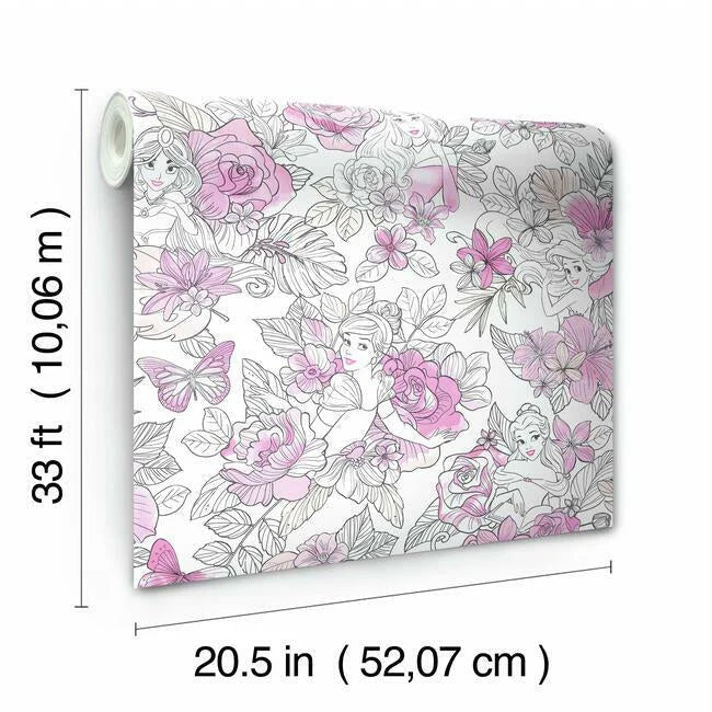 Disney Princess Royal Floral Wallpaper by Disney Kids Vol. 4