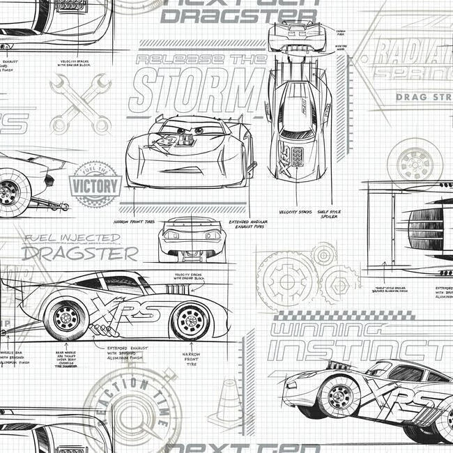 Disney and Pixar Cars Schematic Wallpaper by Disney Kids Vol. 4