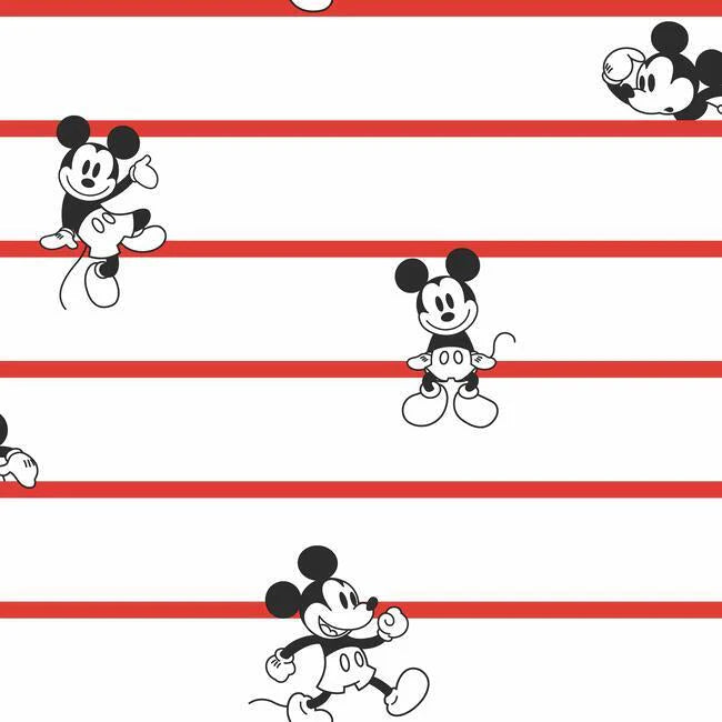Disney Mickey Mouse Stripe Wallpaper by Disney Kids Vol. 4