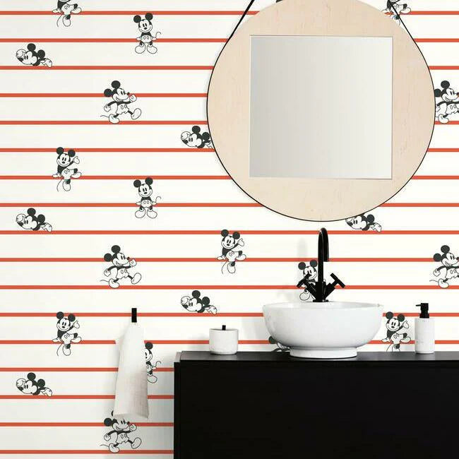 Disney Mickey Mouse Stripe Wallpaper by Disney Kids Vol. 4