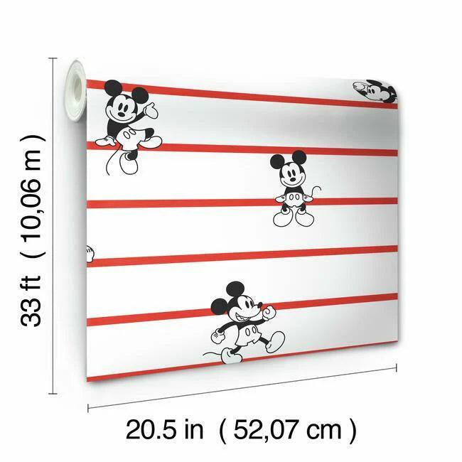 Disney Mickey Mouse Stripe Wallpaper by Disney Kids Vol. 4