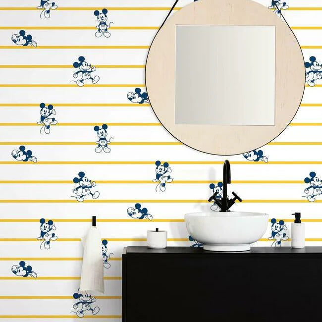 Disney Mickey Mouse Stripe Wallpaper by Disney Kids Vol. 4