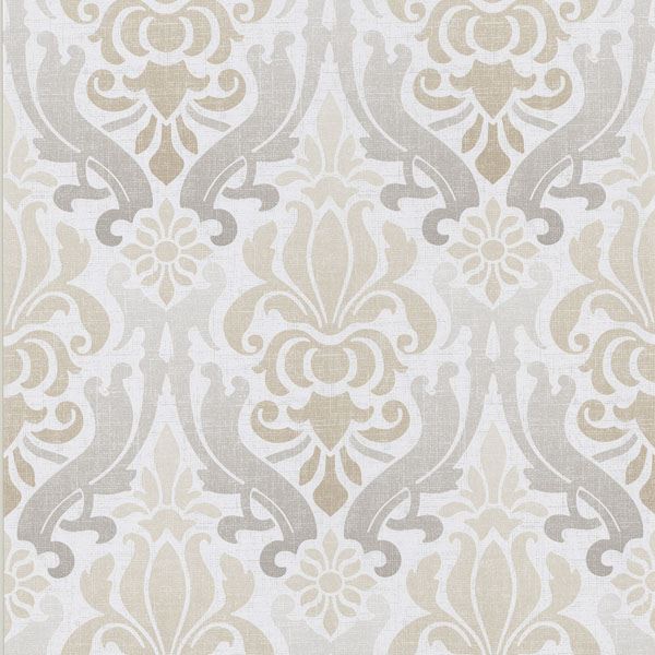 Aquitaine Taupe Nouveau Damask - Damask Wallpaper
