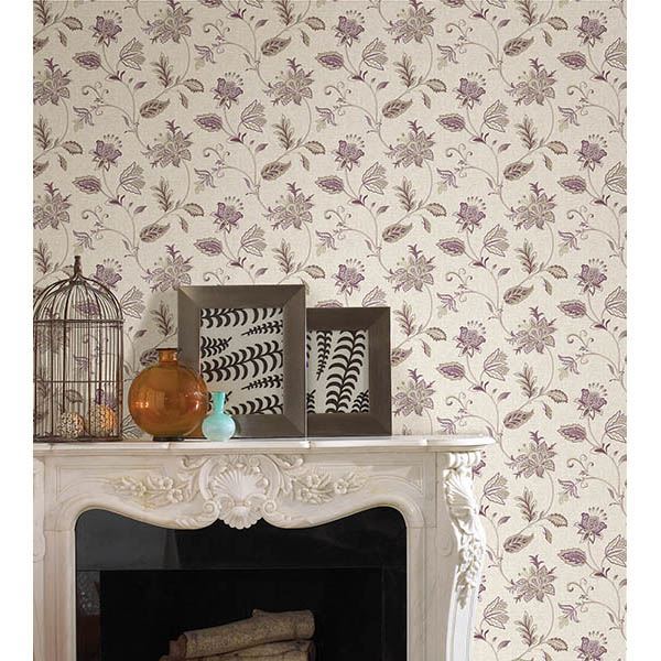 Georgette Burgundy Jacobean - Jacobean Wallpaper