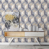 Rustic Wood Tile Blue Geometric - Geometric Wallpaper