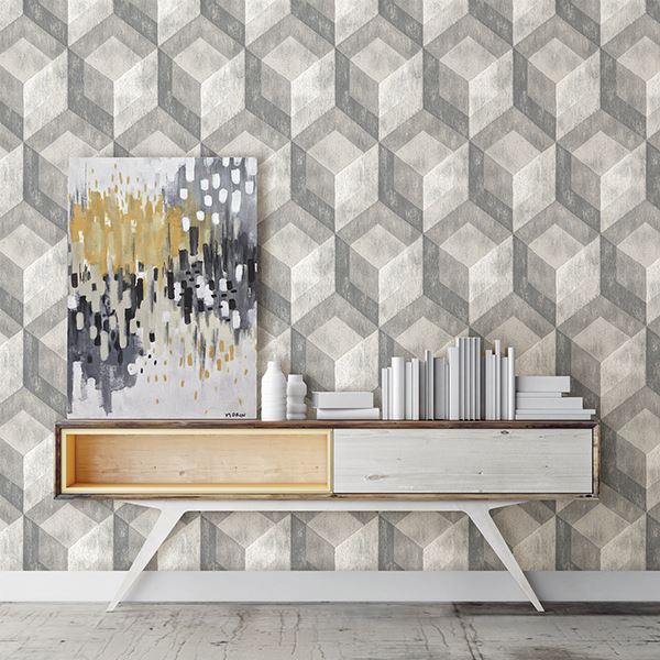 Rustic Wood Tile Ash Geometric - Geometric Wallpaper