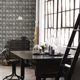 Vintage P.O. Boxes Charcoal Distressed Metal - Distressed Wallpaper