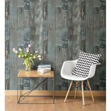 Deena Blue Distressed Wood Wallpaper - Distressed Wallpaper