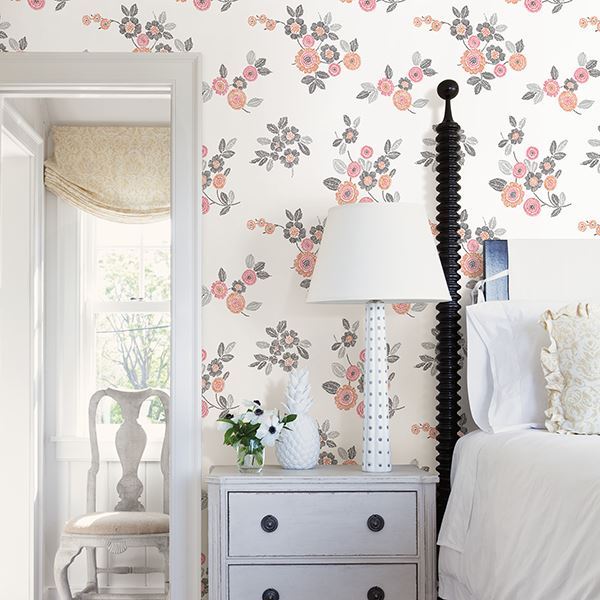 Malaga Pink Floral Wallpaper - Floral Wallpaper