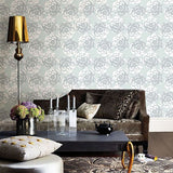 Fanciful Silver Floral Wallpaper - Floral Wallpaper