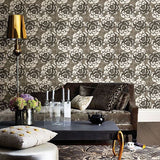 Fanciful Brown Floral Wallpaper - Floral Wallpaper