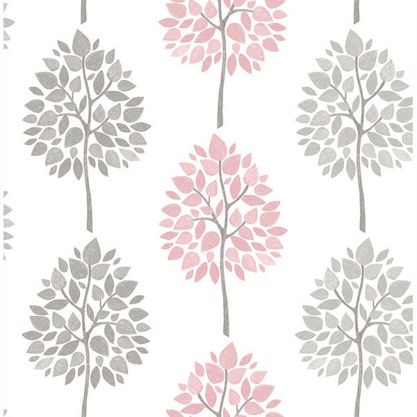 Saar Pink Tree Wallpaper - Stripes Wallpaper