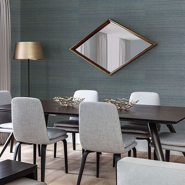 Laem Teal Grasscloth Wallpaper - Grasscloth Wallpaper