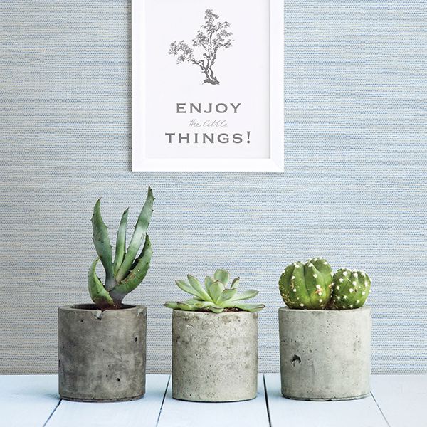 Agave Bliss Sky Blue Faux Grasscloth Wallpaper - Grasscloth Wallpaper