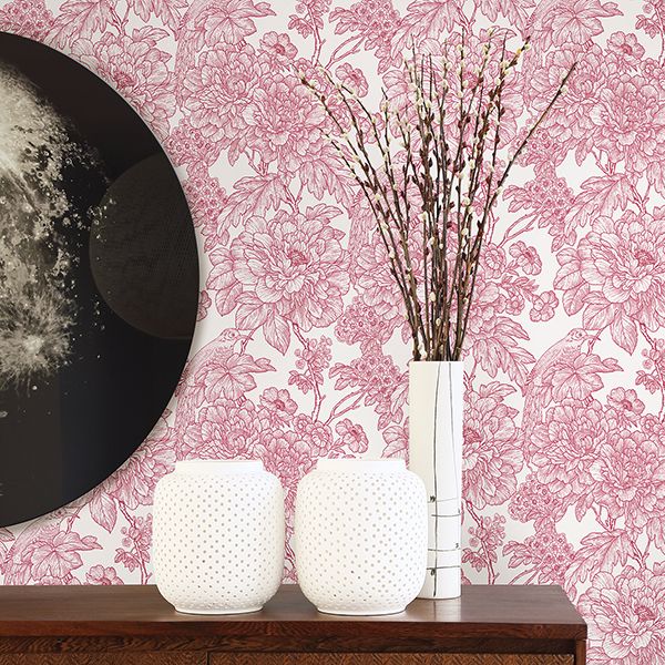 Birds of Paradise Breeze Red Floral Wallpaper - Floral Wallpaper