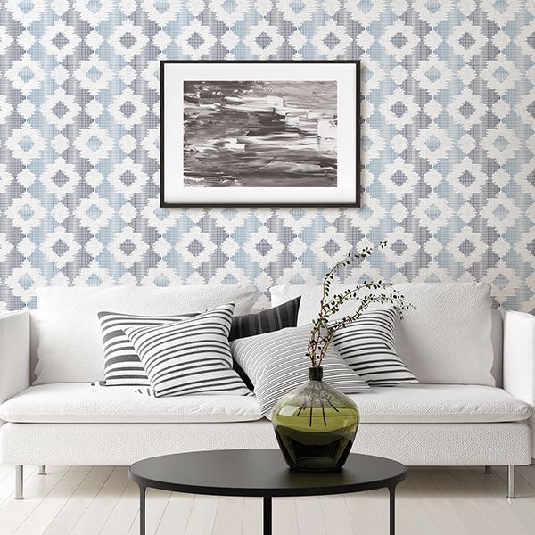 Babylon Blue Abstract Floral Wallpaper - Floral Wallpaper