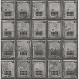 Vintage P.O. Boxes Charcoal Distressed Metal - Distressed Wallpaper
