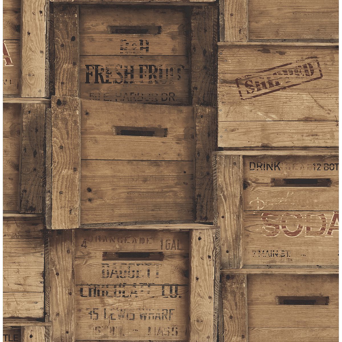 Wood Crates Brown Distressed Wood - Distressed Wallpaper