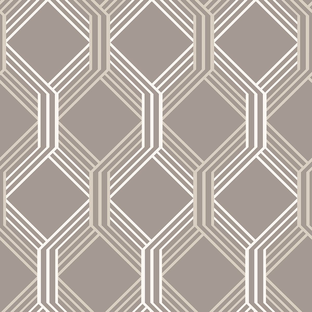 Linkage Brown Trellis - Stripes Wallpaper