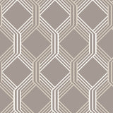 Linkage Brown Trellis - Stripes Wallpaper