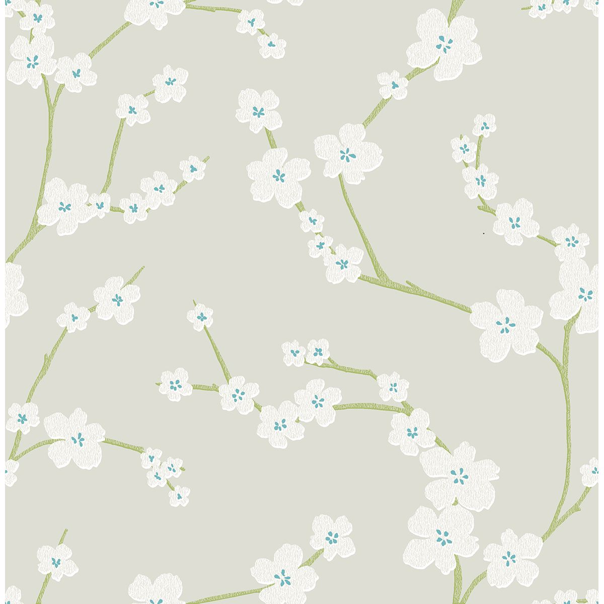 Sakura Light Grey Floral Wallpaper - Floral Wallpaper