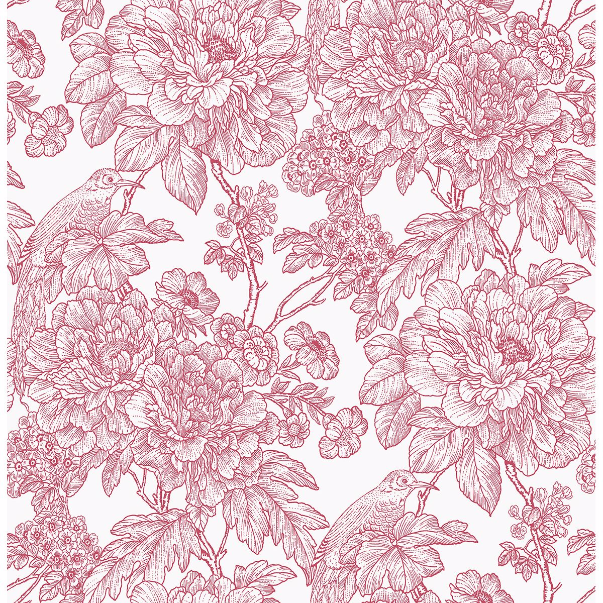 Birds of Paradise Breeze Red Floral Wallpaper - Floral Wallpaper