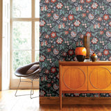 Athena Multicolor Floral Wallpaper - Jacobean Wallpaper