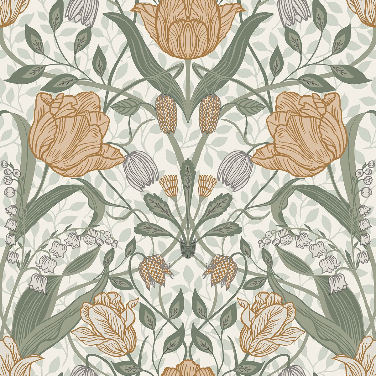 Tulipa Green Floral Wallpaper - Floral Wallpaper