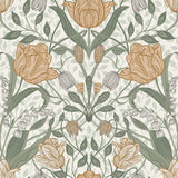 Tulipa Green Floral Wallpaper - Floral Wallpaper
