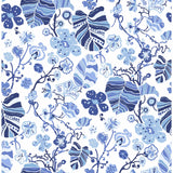 Gwyneth Indigo Floral Wallpaper - Jacobean Wallpaper