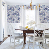 Gwyneth Indigo Floral Wallpaper - Jacobean Wallpaper