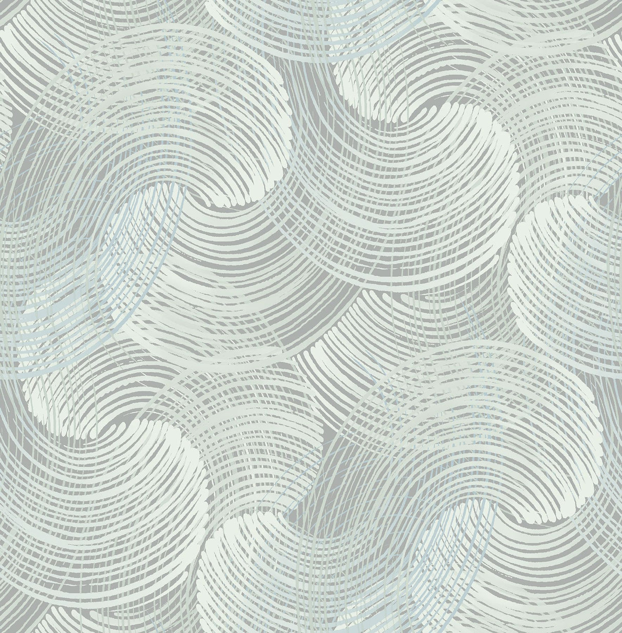 Karson Teal Swirling Geometric Wallpaper- Scott Living - Scroll Wallpaper