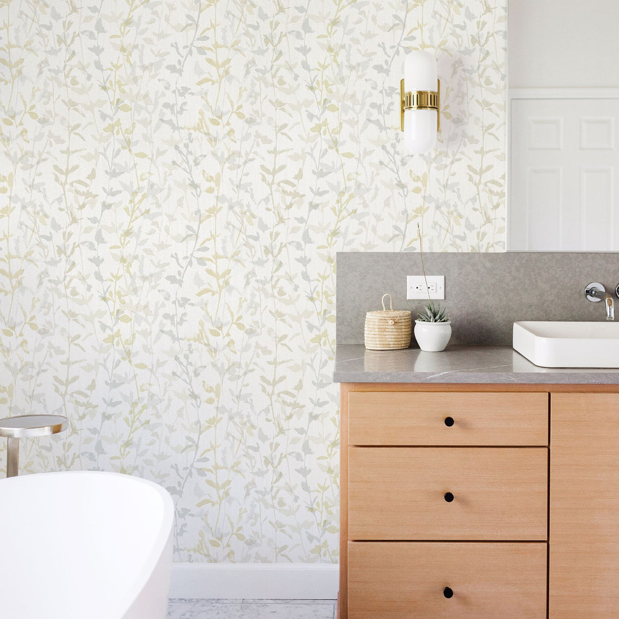Thea Light Grey Floral Trail Wallpaper- Scott Living - Floral Wallpaper