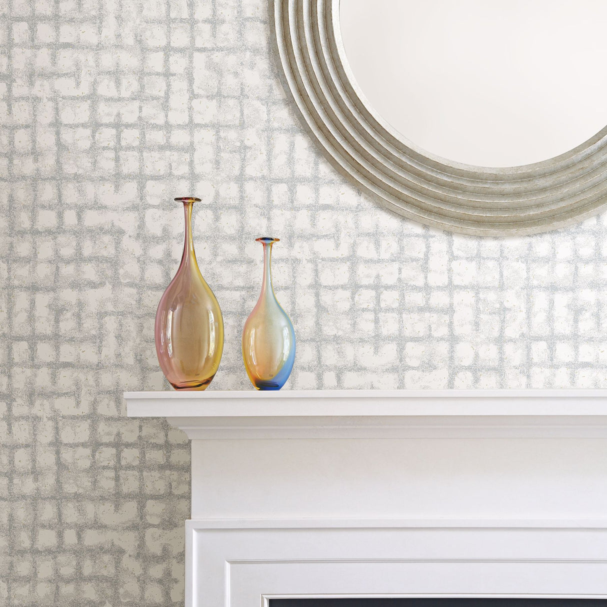 Shea Light Grey Distressed Geometric Wallpaper- Scott Living - Distressed Wallpaper