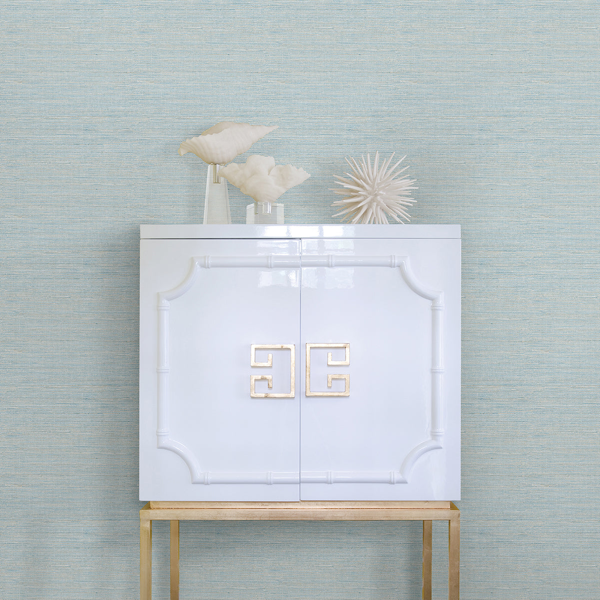 Agave Blue Imitation Grasscloth Wallpaper - Grasscloth Wallpaper