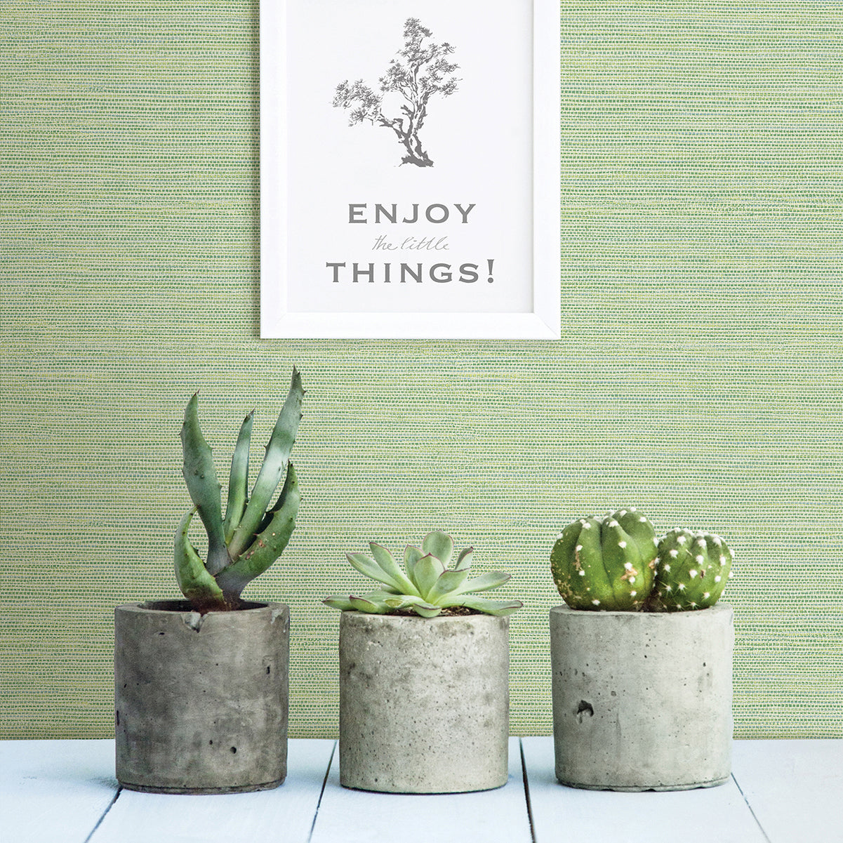 Agave Green Imitation Grasscloth Wallpaper - Grasscloth Wallpaper