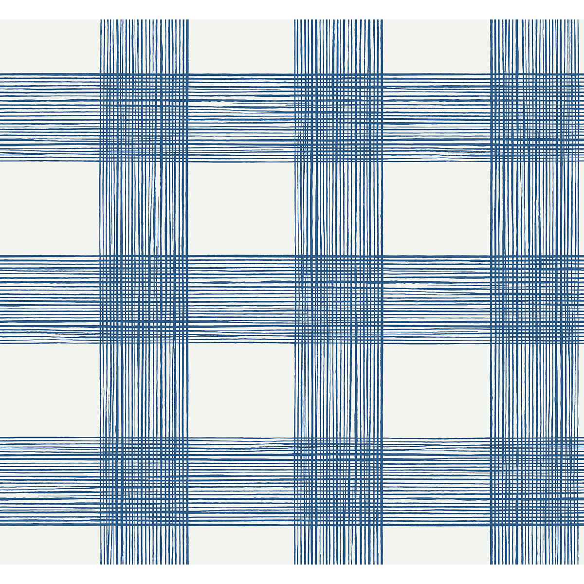 Scarborough Indigo Striated Plaid Wallpaper - Plaid Wallpaper