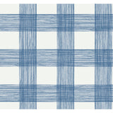 Scarborough Indigo Striated Plaid Wallpaper - Plaid Wallpaper