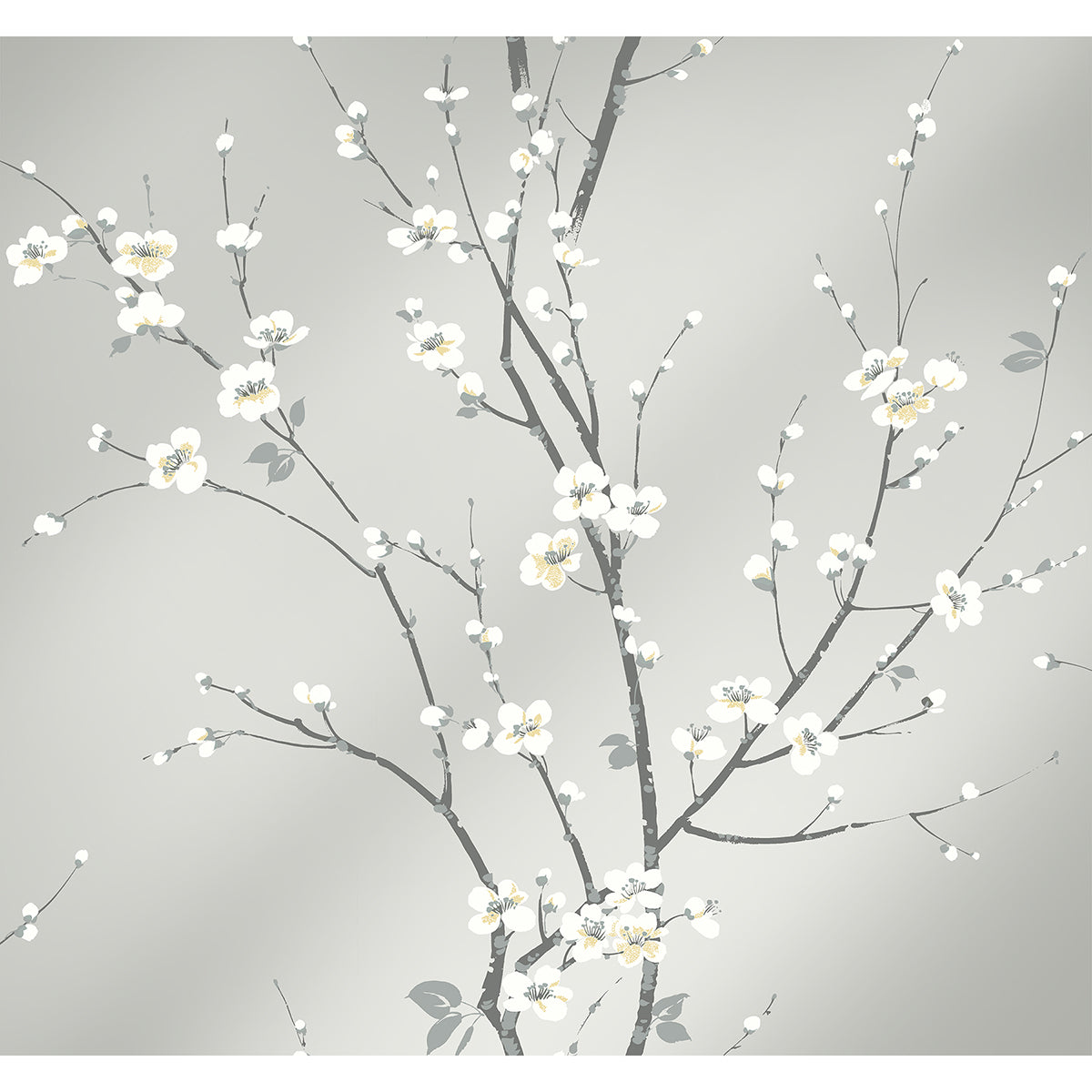 Monterey Silver Mist Floral Branch Wallpaper - Floral Wallpaper