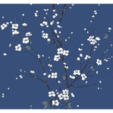 Monterey Cobalt Floral Branch Wallpaper - Toile Wallpaper