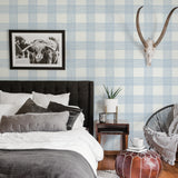Scarborough Light Blue Striated Plaid Wallpaper - Plaid Wallpaper
