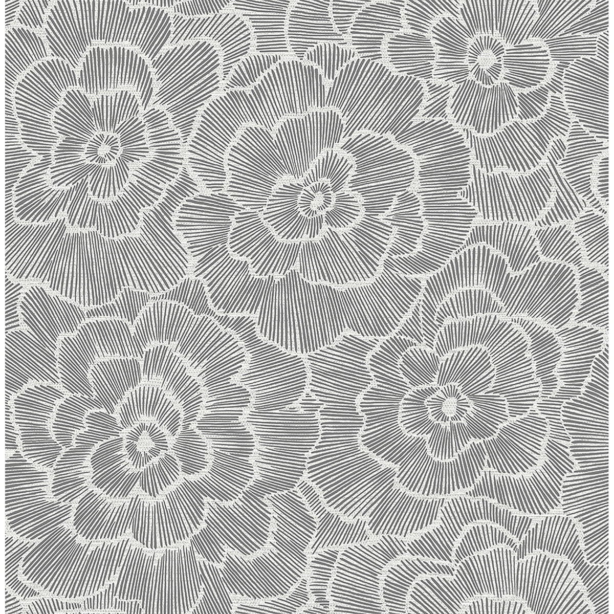 Periwinkle Grey Textured Floral Wallpaper - Floral Wallpaper