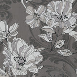 Selene Silver Mucha Floral Wallpaper - Scroll Wallpaper