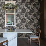 Selene Silver Mucha Floral Wallpaper - Scroll Wallpaper