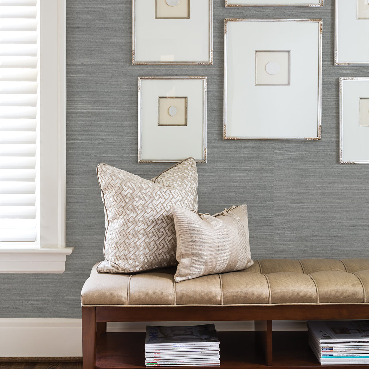 Binan Grey Grasscloth Wallpaper - Grasscloth Wallpaper